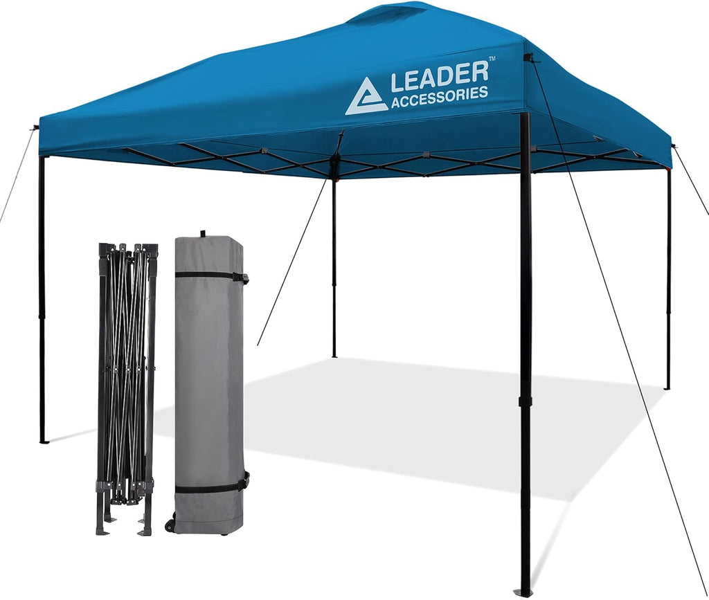Pop-Up Canopy Tent 10'x10' Straight Leg Shelter with Wheeled Carry Bag, Silver L720