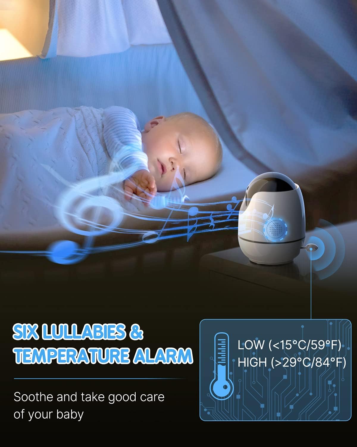 720P 5 HD Color Display Video Baby Monitor with Camera and Audio W649072