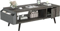 Black Oak Coffee Table with Storage Shelf and Cabinet L70480