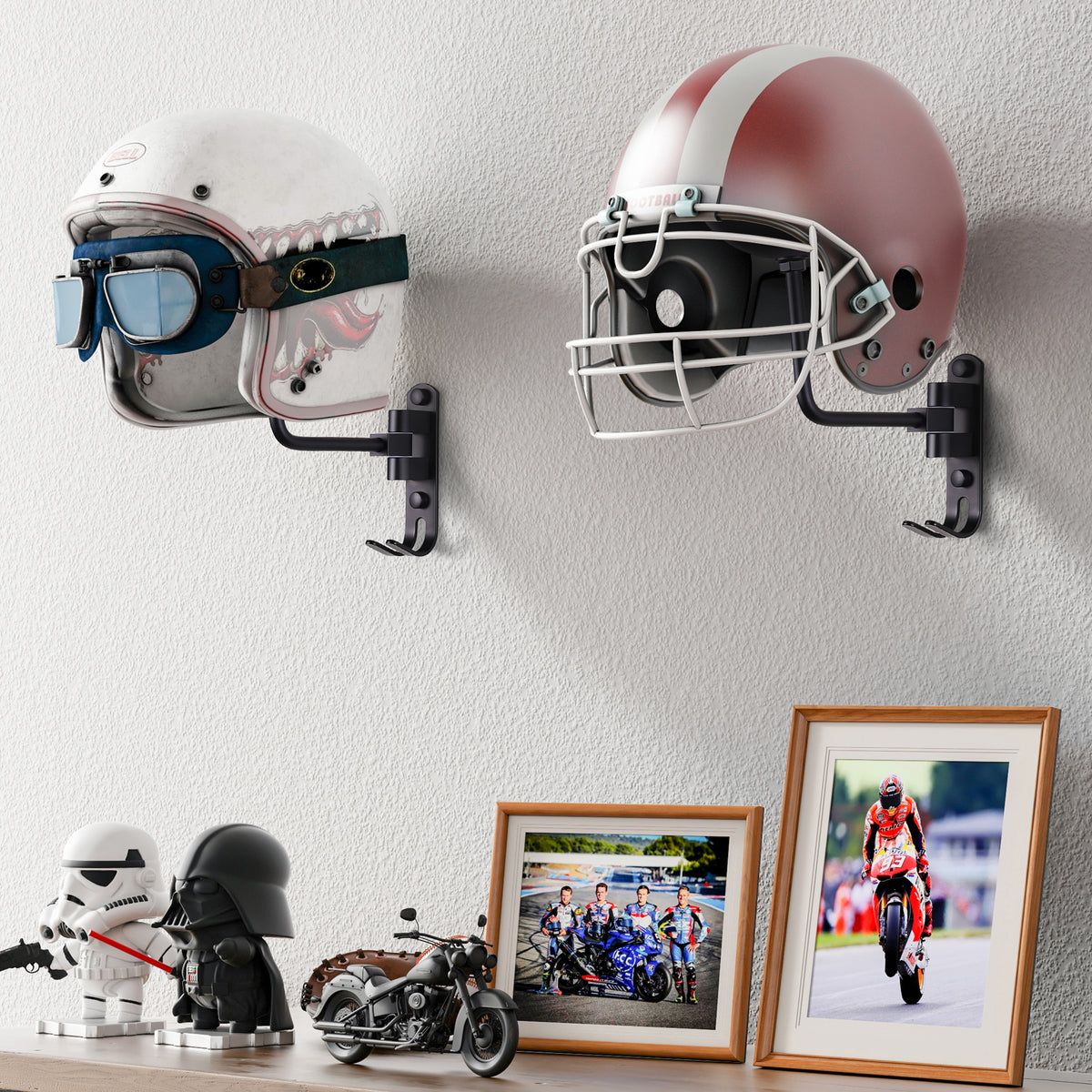 Black 2-Pack Helmet Holder Wall Mount with 2 Hooks L886