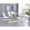 5pc Faux Marble Chrome Chairs White Faux Leather K5332