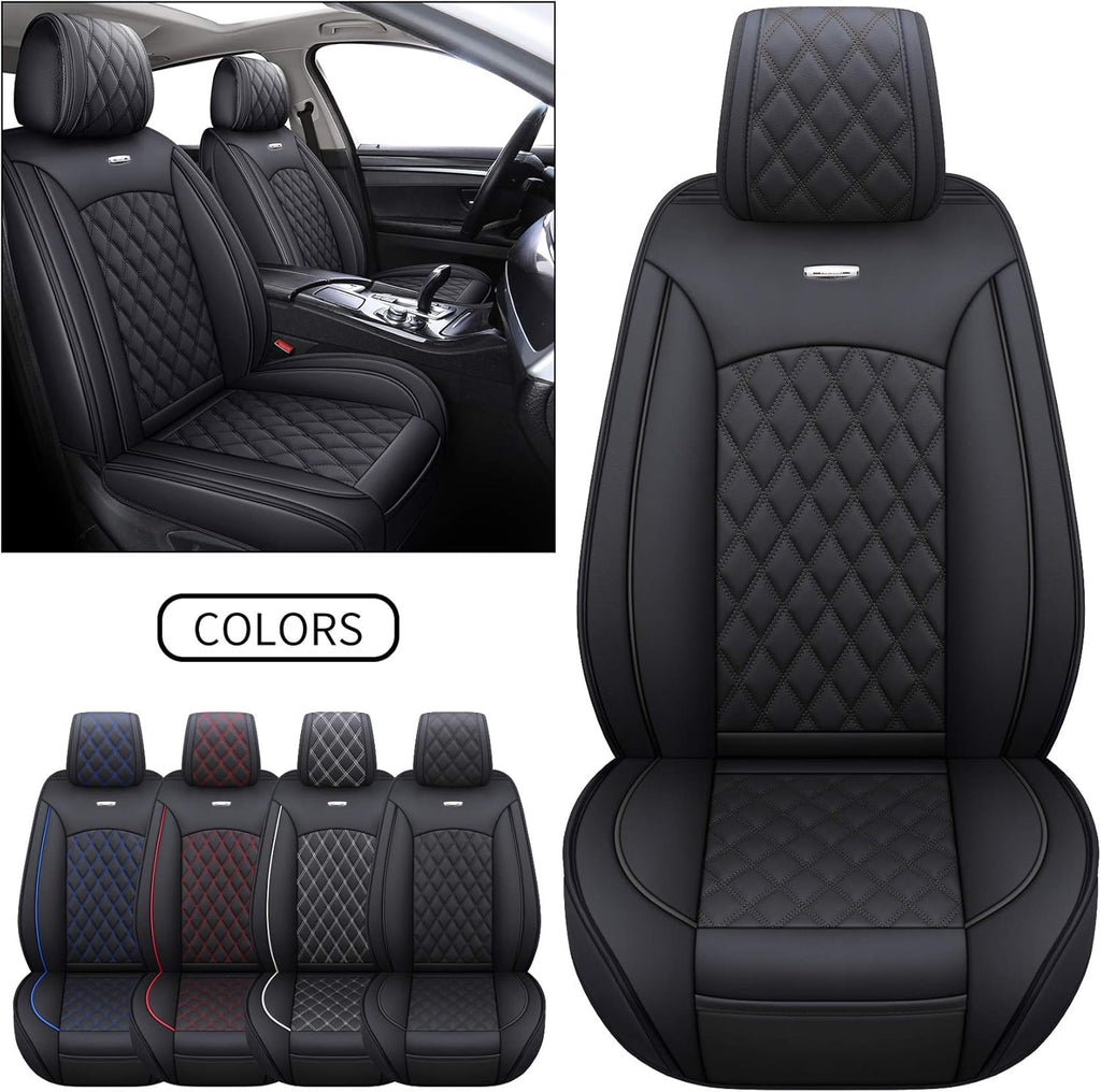 Black-White Waterproof Leather Car Seat Covers Full Set U347