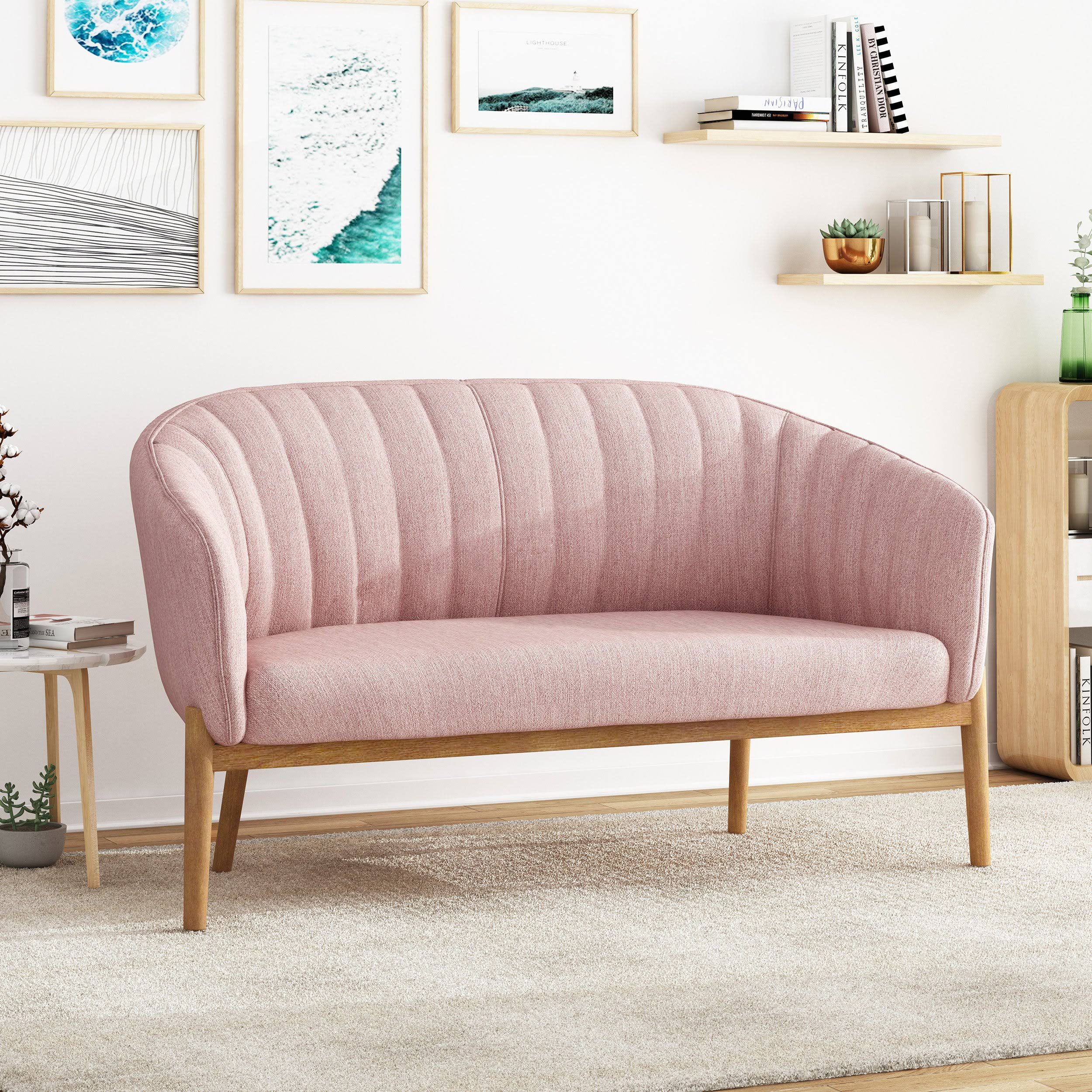 Teal Fabric Loveseat Q873480