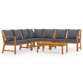 6 Piece Patio Lounge Set with Cushions Acacia Wood Outdoor Sectional Set D890
