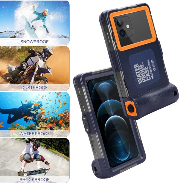 Waterproof Protective Case for Phones Up to 6.9 Inch with Lanyard X74412