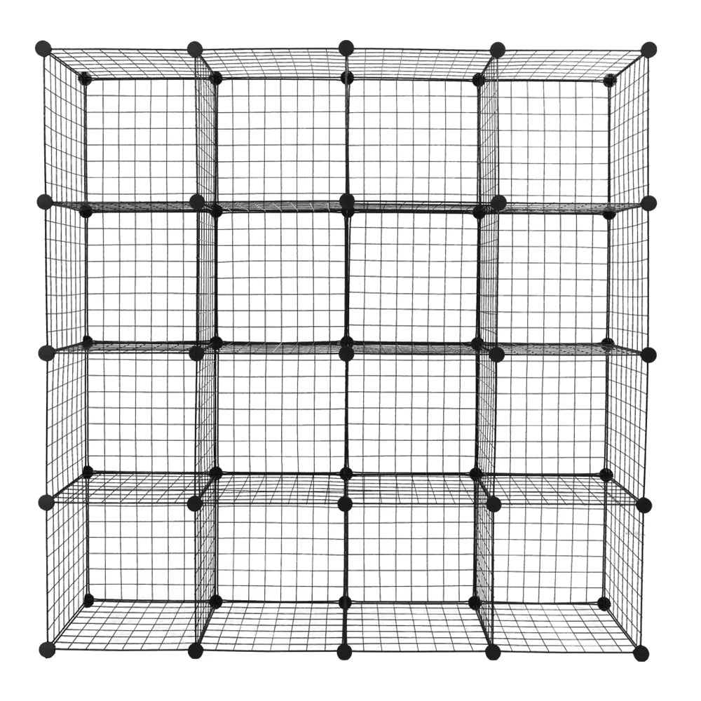 16-Cube Metal Wire Cube Storage Shelves Organizer Bookcase D9733