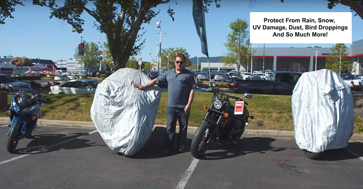 Motorcycle Cover with Reinforced Securing Straps and Storage Bag A863