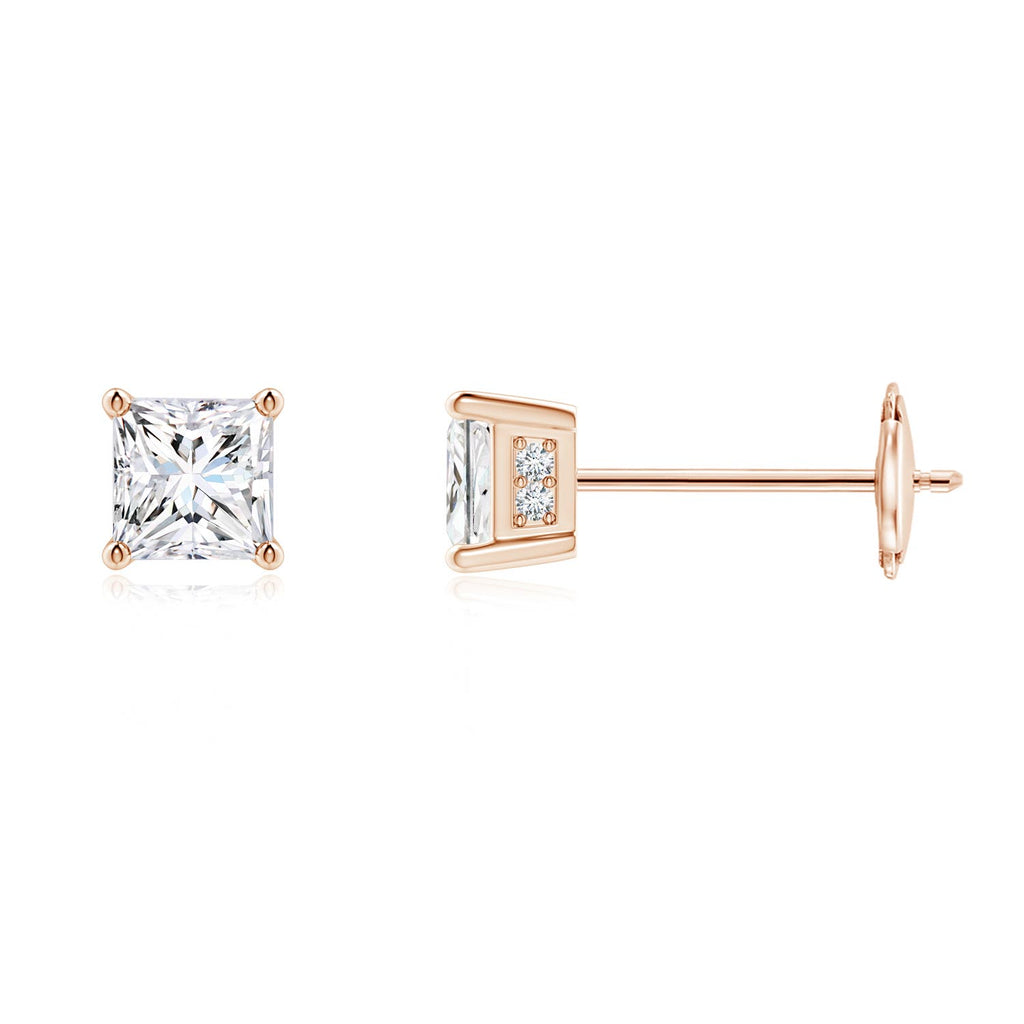 14K Rose Gold Diamond Solitaire Stud Earrings P537