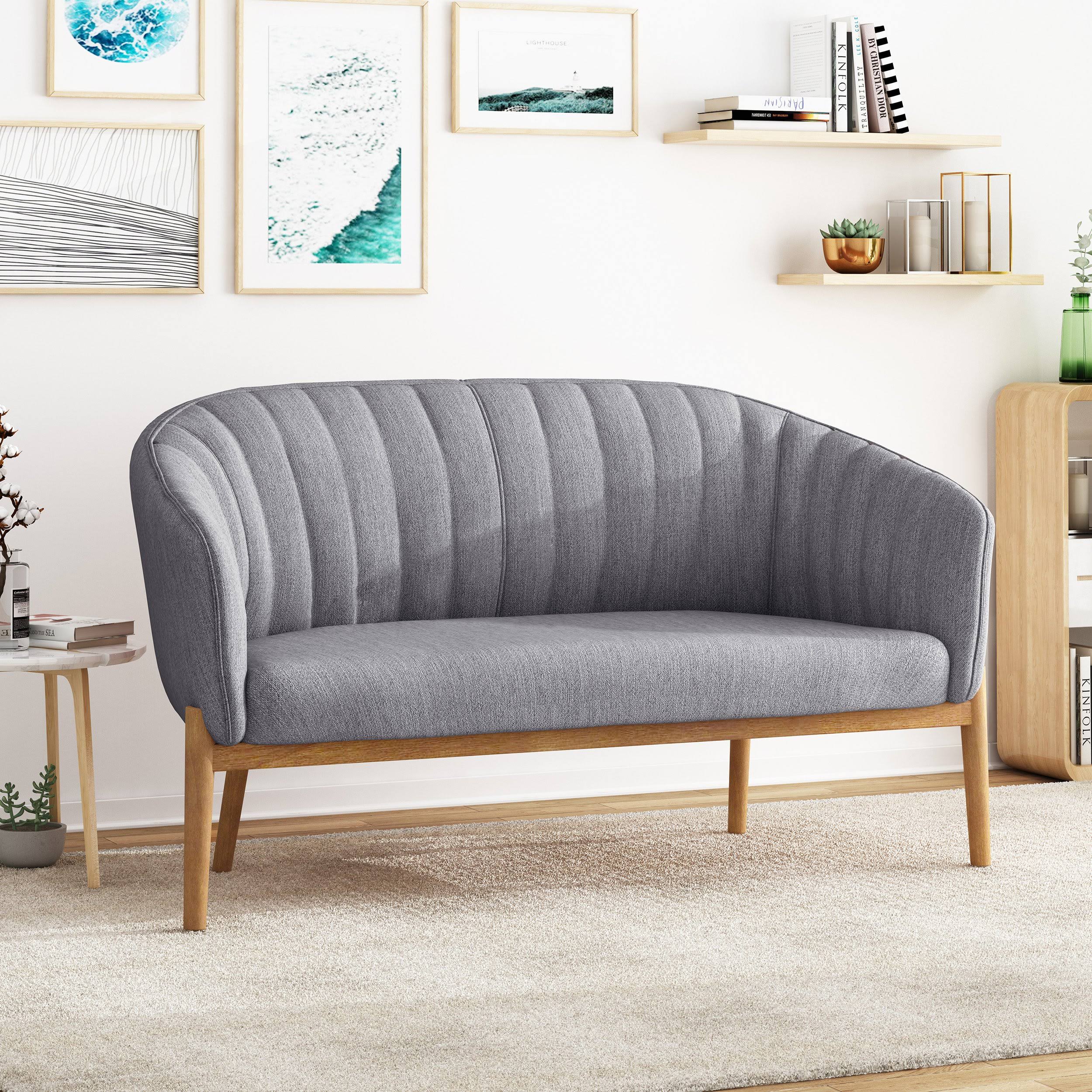 Teal Fabric Loveseat Q873480
