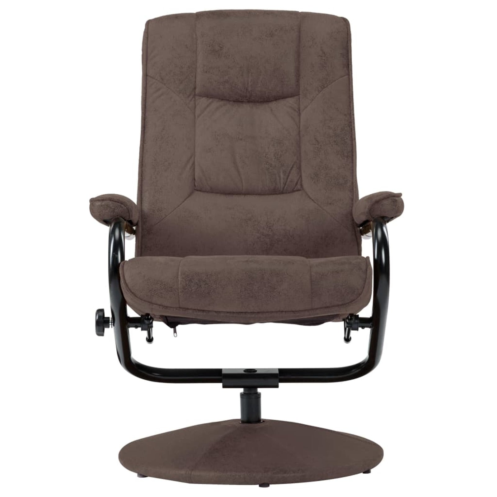 Brown Faux Suede Leather Recliner Armchair with Foot Stool I895957