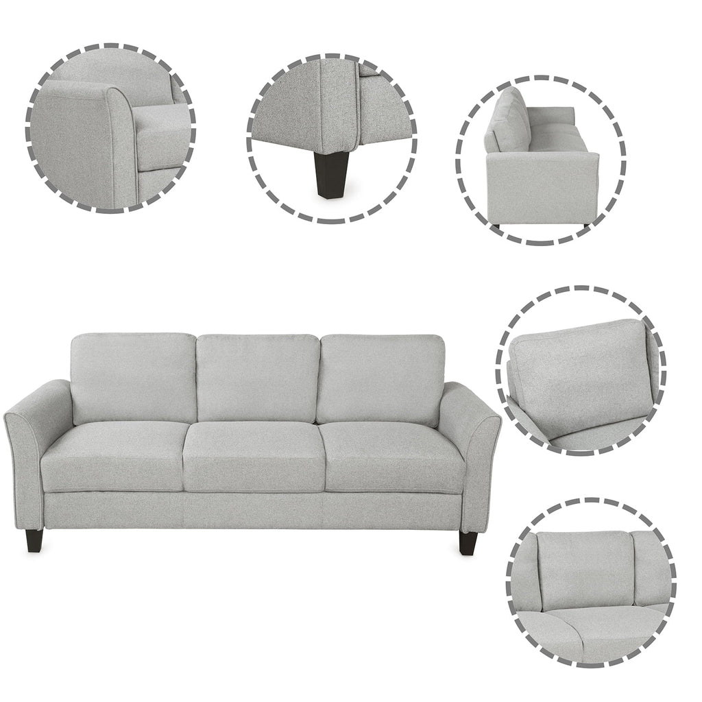 Light Gray 3-Seat Linen Fabric Sofa U125