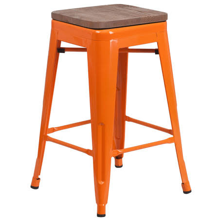 Orange 4 Pk Metal Counter Height Stool O895841