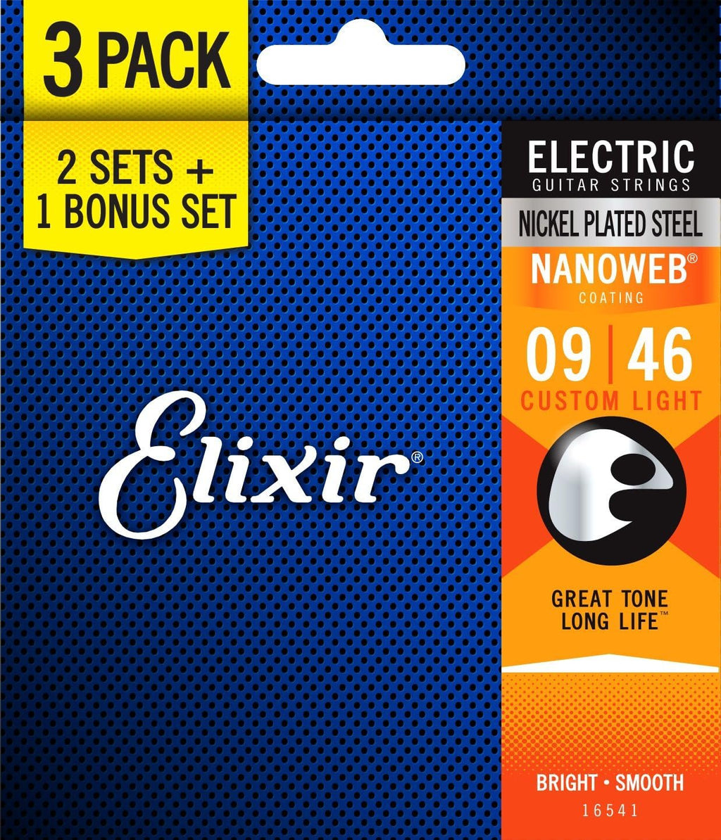 Set of 3 Nickel Plated Steel Electric Guitar Strings X59416