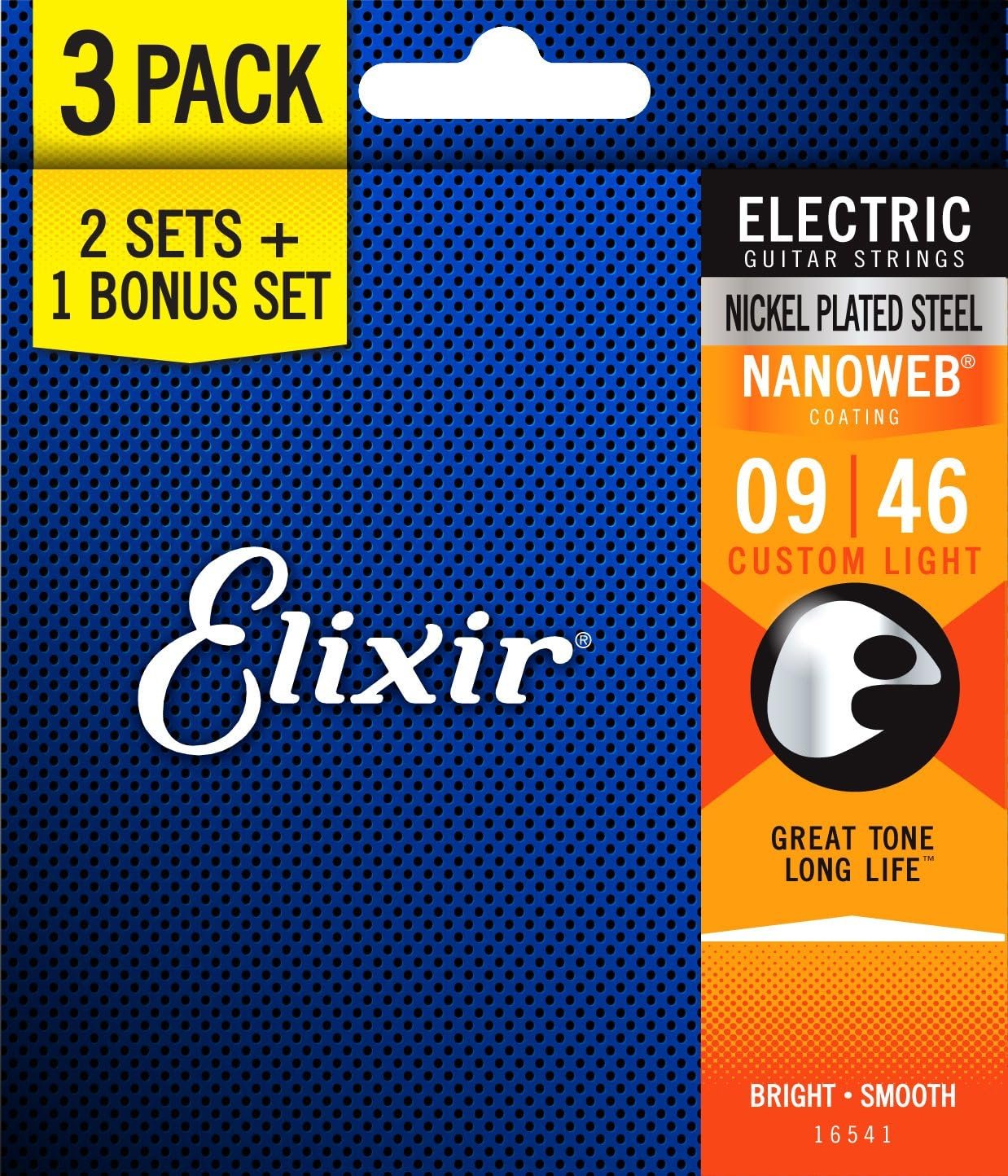 Set of 3 Nickel Plated Steel Electric Guitar Strings X59416