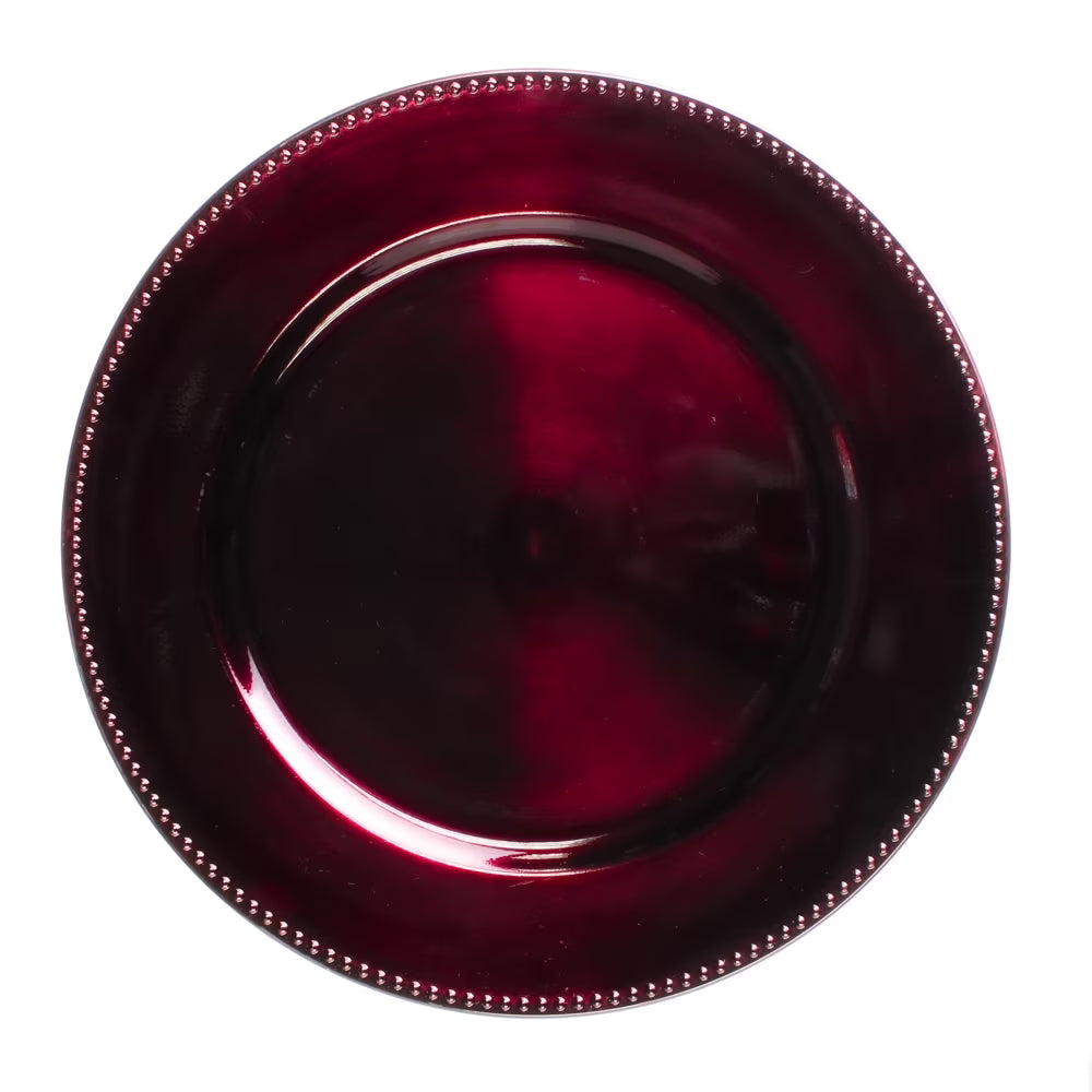 Beaded Charger Plates 13" Burgundy Set of 24 M796583