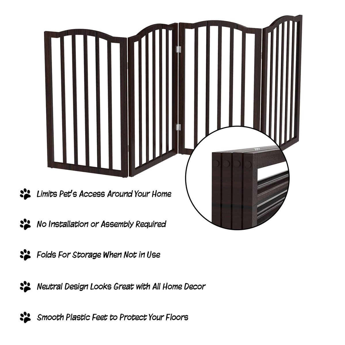 Freestanding 4-Panel Pet Gate Brown T3973