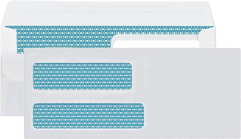 Double Window Security Envelopes with Flip Seal Closure, 4 1/8"x 9 1/2", 2500-Pack W8198