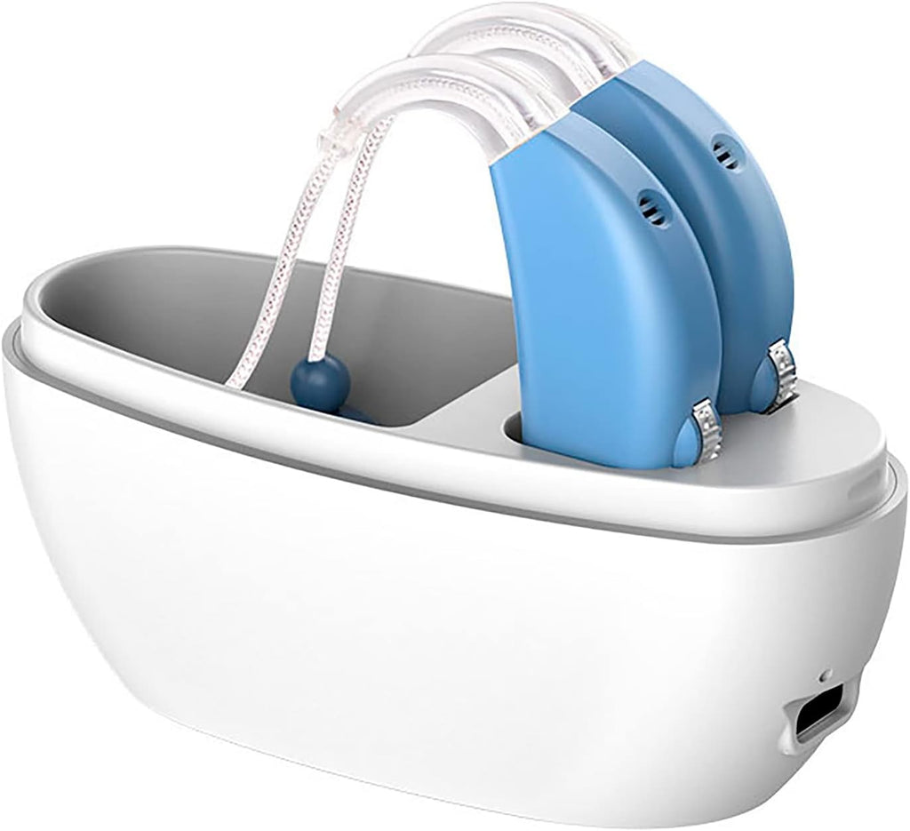 Rechargeable Digital Hearing Amplifier with Noise Cancelling (White-Blue) G5753
