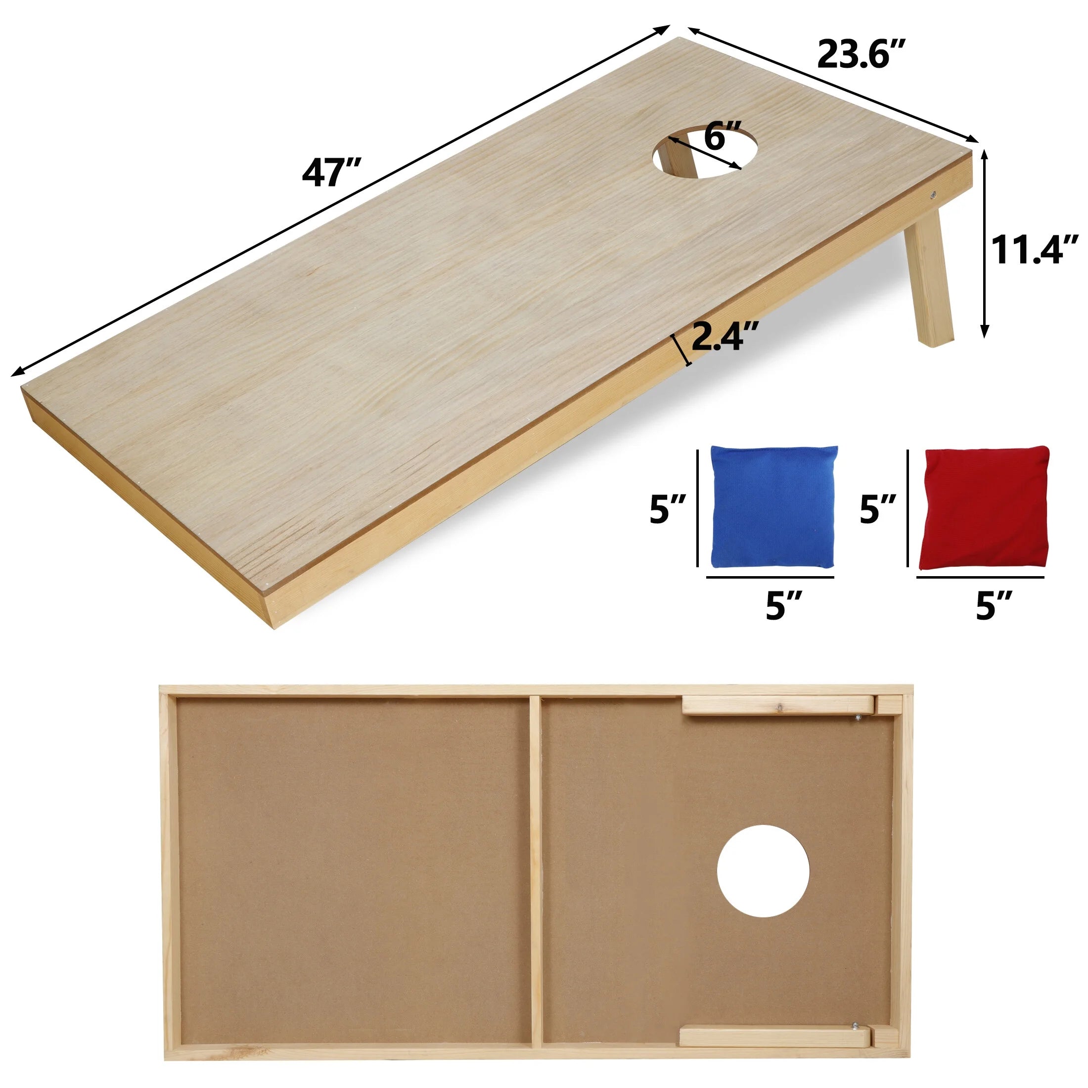 Portable Wood Cornhole Game Board Set with 8 Bean Bags & Carry Case M925