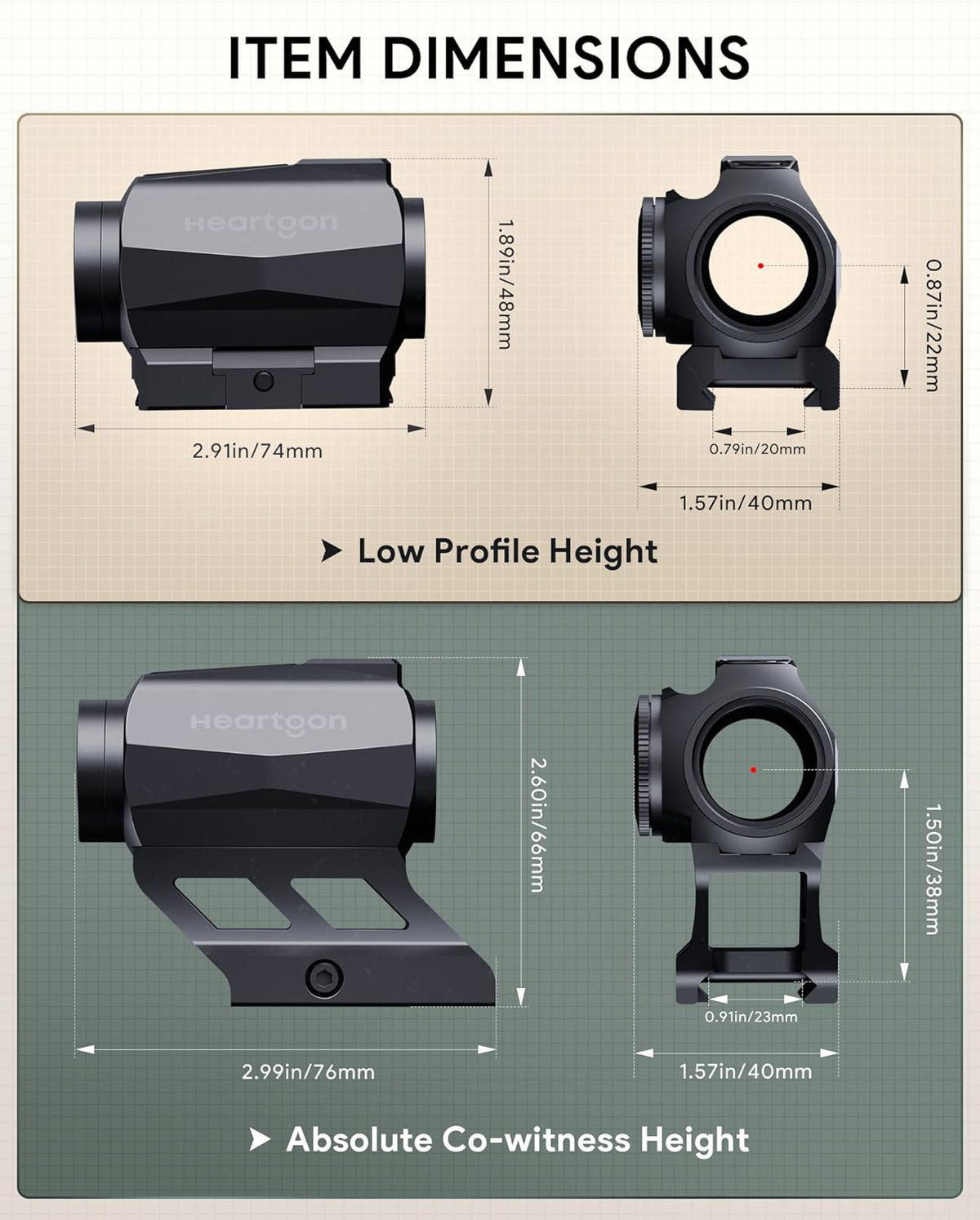 Red Dot Sight, 1x21mm 2 MOA Red Dot Scope with Absolute Co-Witness Riser V74574