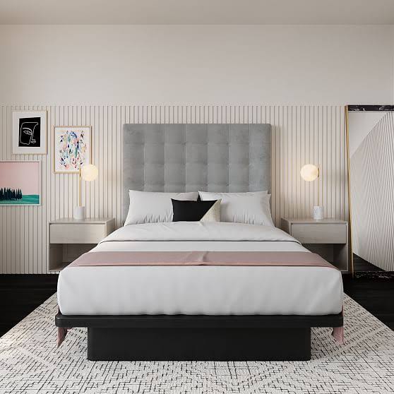 King Performance Basket Slub Wall Mounted Headboard T23827