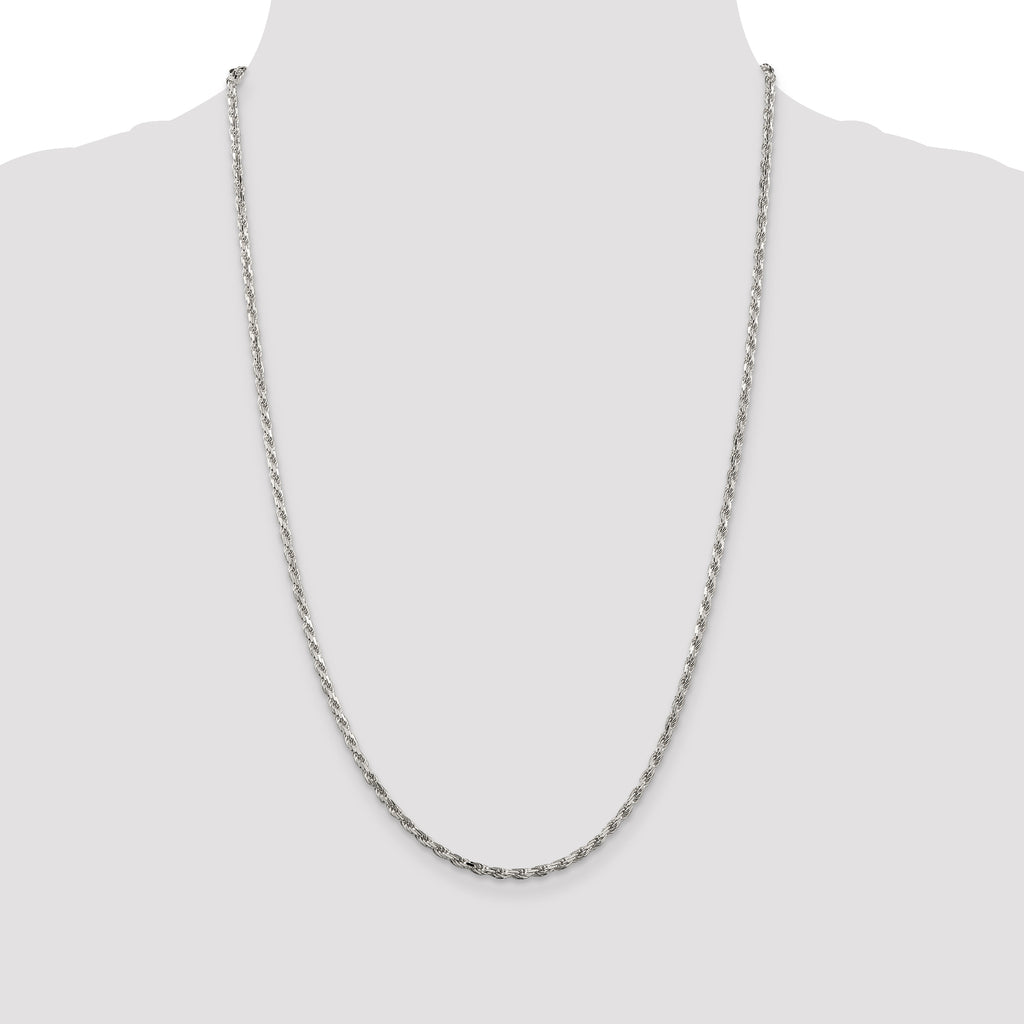 Sterling Silver Diamond-Cut Rope Chain Necklace 16 Inch T403363
