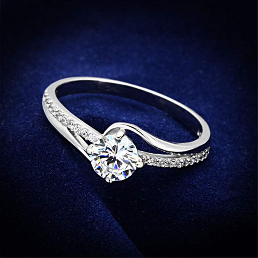 Sterling Silver Engagement Ring with CZ Stones P2609