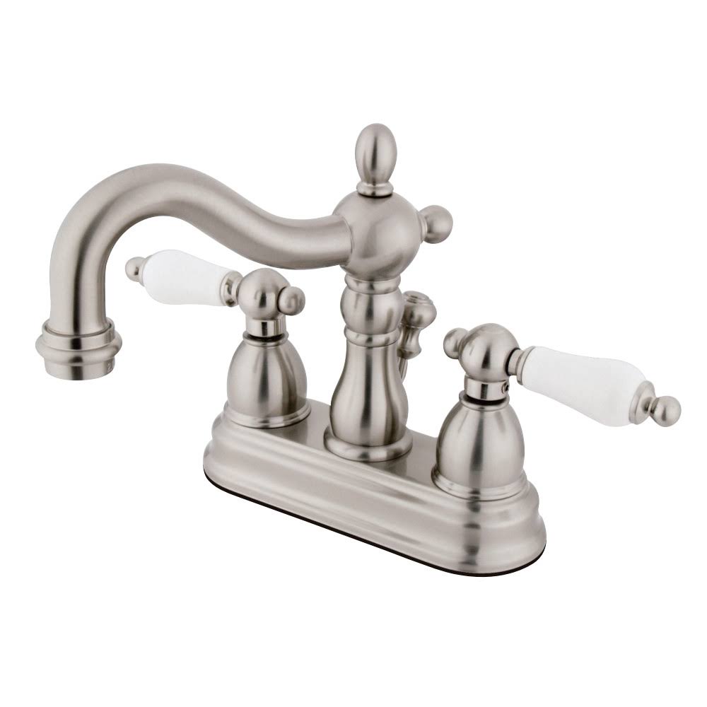 Satin Nickel 4x22 Centerset Lavatory Faucet with Brass Pop-Up R65284