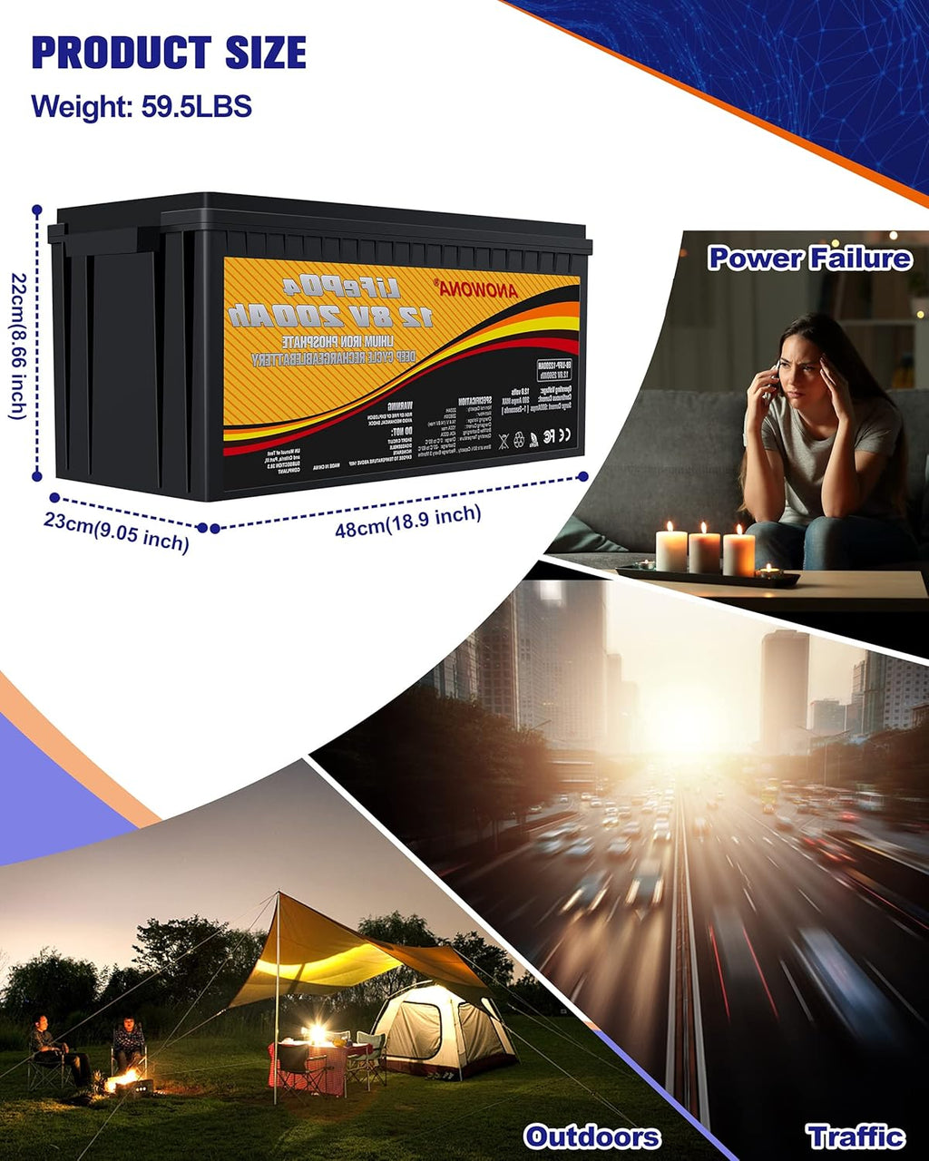 12.8V 100Ah LiFePO4 Deep Cycle Battery with 100A BMS I921