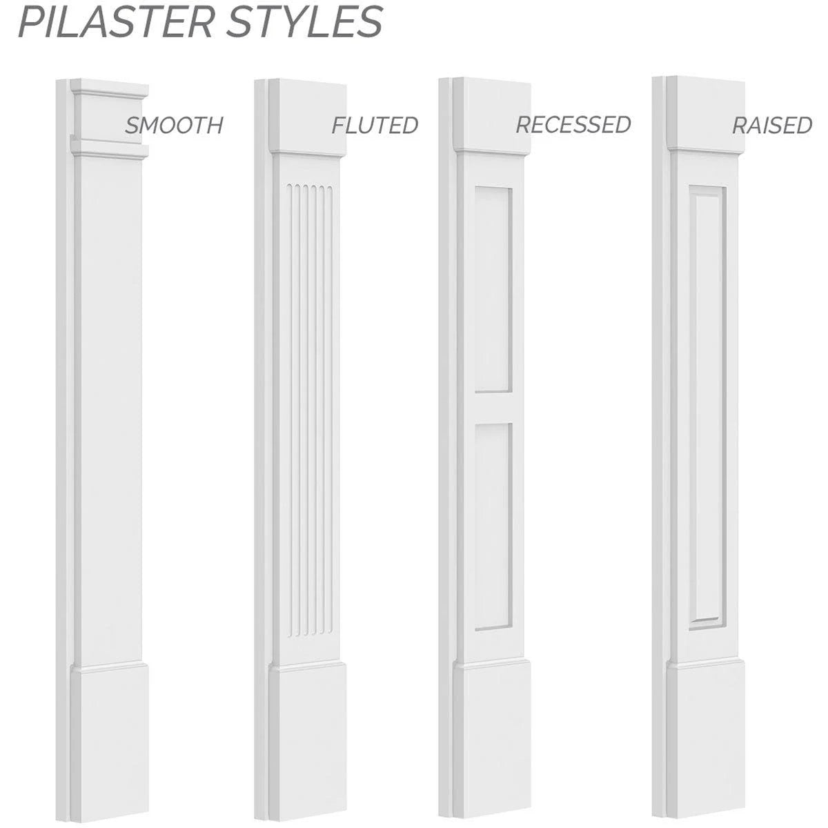 Raised Panel PVC Pilaster with Decorative Capital and Base (Pair) P8459