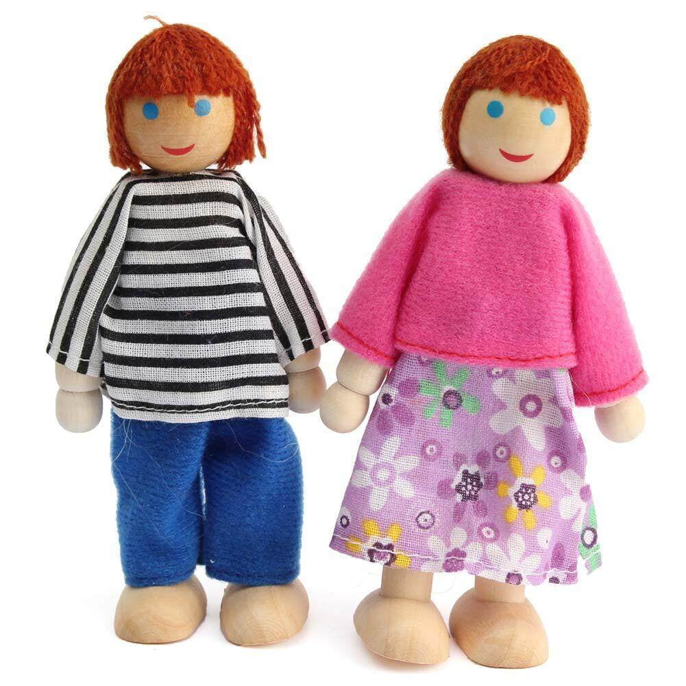 Wooden Dolls Playset Set of 4 People with Dog R84215