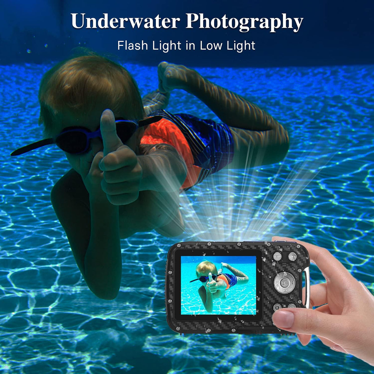 Blue 16MP 1080P Waterproof Digital Camera D1222