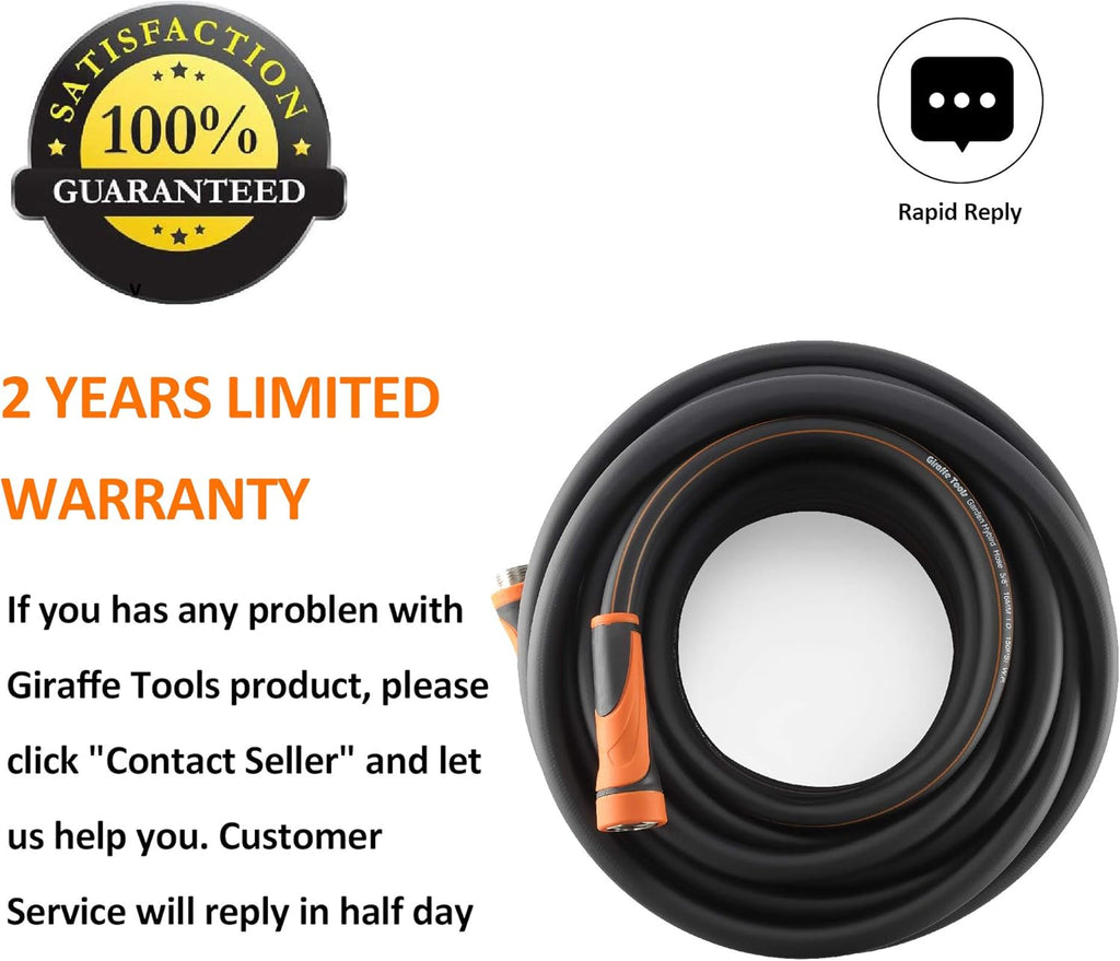 Hybrid Garden Hose 5/8" x 100ft, Heavy Duty, Flexible, Lightweight Water Hose with Grip Handle, Male to Female Fittings Pack of 2 U124728