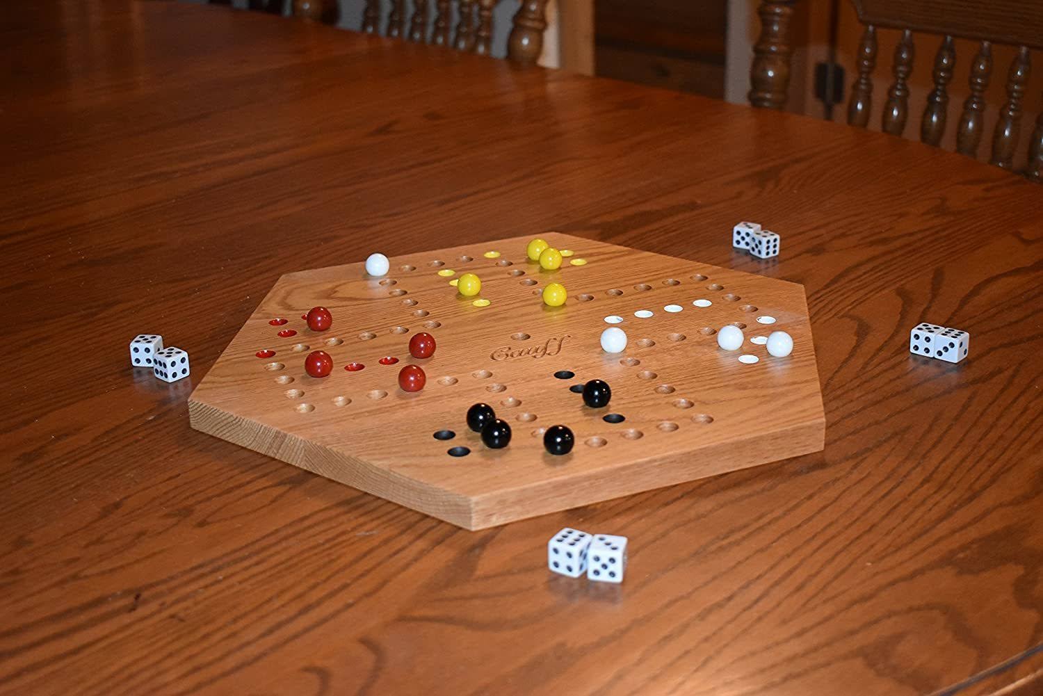 Solid Oak Double Sided Marble Board Game 16 inch O979883