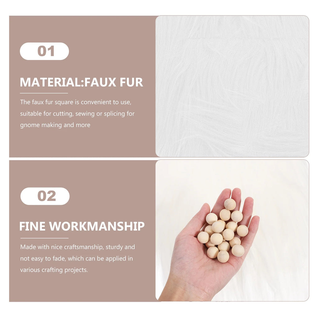 4 Sets Gnome Doll DIY Making Supplies with Faux Fur Fabric and Wooden Balls X350573