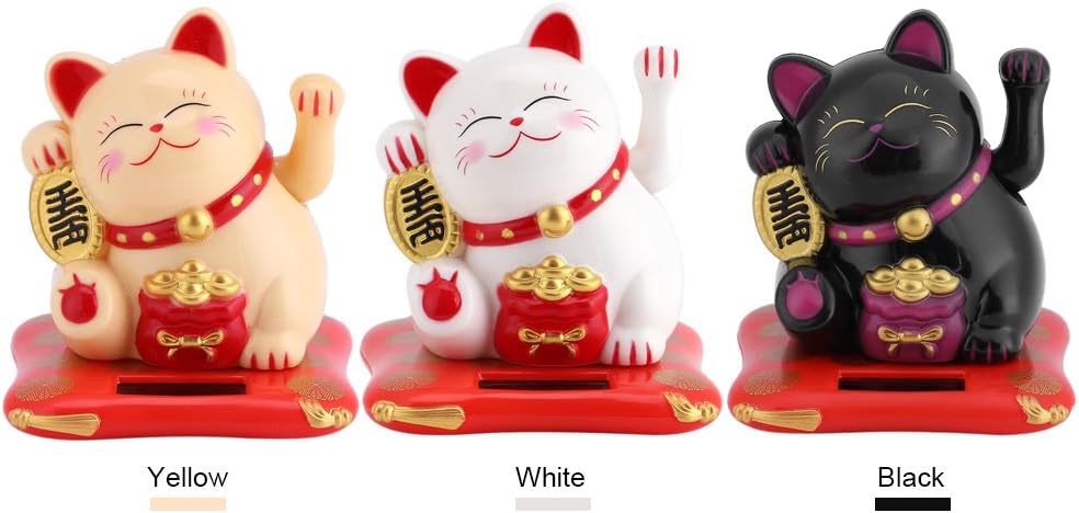 White Pack of 2 Solar Powered Waving Cat U806
