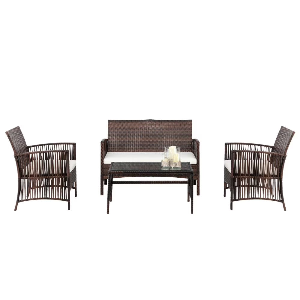 Brown Rattan Outdoor Sofa Set F37089