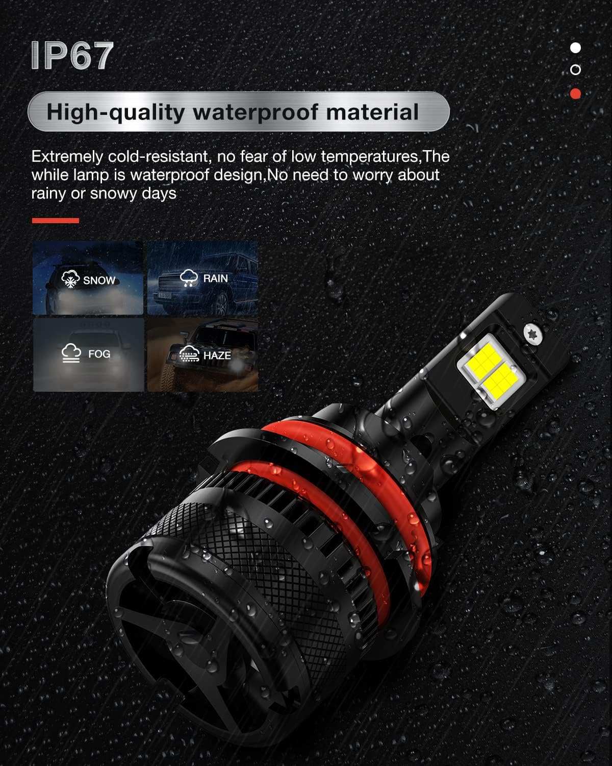 9007 LED Headlight Bulbs High Low Beam 6000K Cool White, Pack of 2 A128078