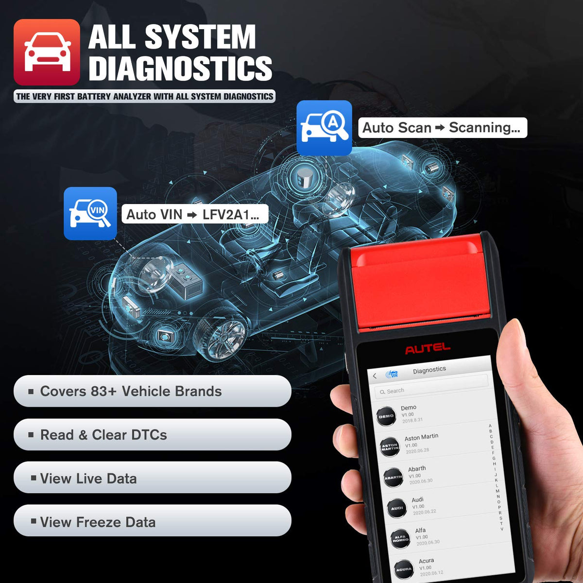 Autel Battery Tester MaxiBAS BT608 W485