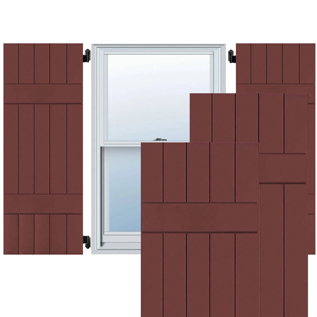18 in. x 58 in. Exterior Real Wood Pine Board and Batten Shutters Pair R12834