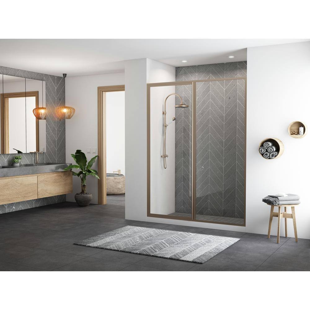 Framed Hinge Swing Shower Door Brushed Nickel W278