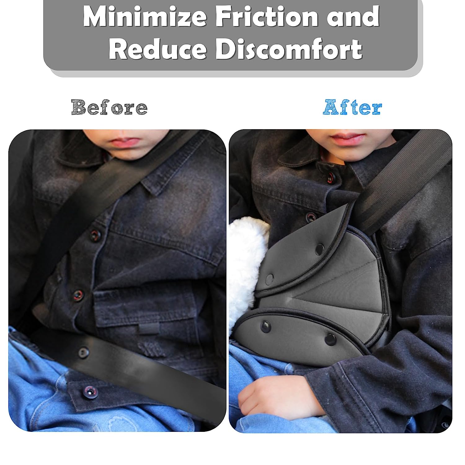 2 Pack Gray Car Seatbelt Adjuster for Kids N9538