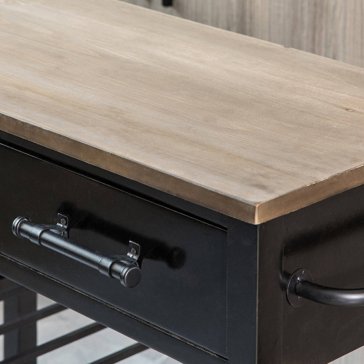 Black Farmhouse Kitchen Cart I632