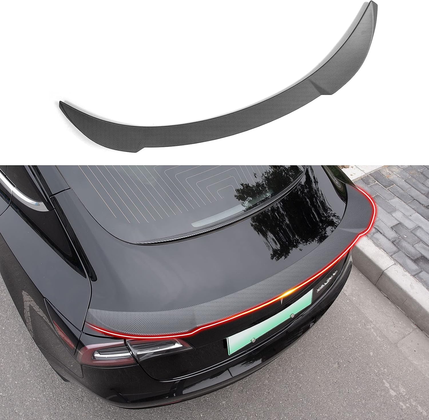 Matte Carbon Fiber Rear Spoiler Wing for Tesla Model 3 O450