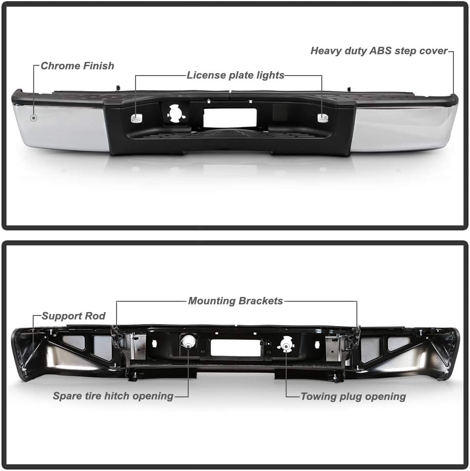Chrome Steel Complete Rear Step Bumper Assembly M6930