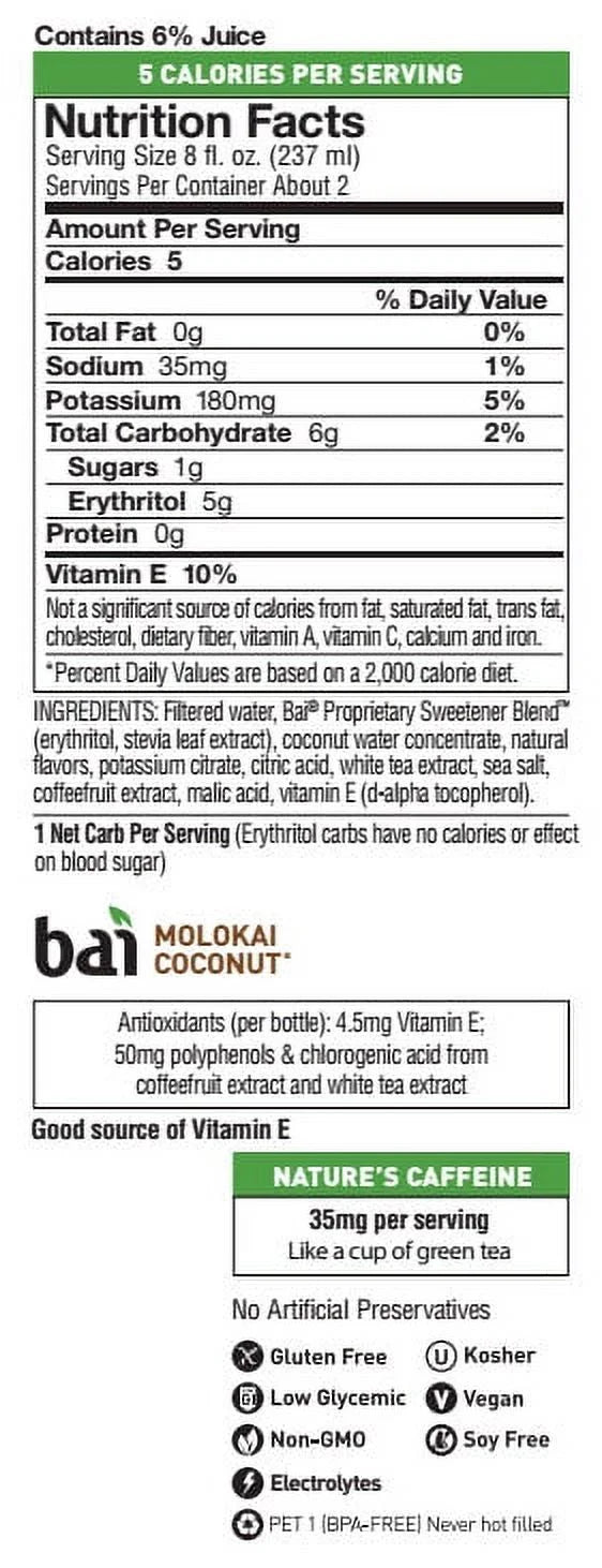 Gluten-Free Coconut Drink, 18 Fl Oz, 12 Pack Bottles C799