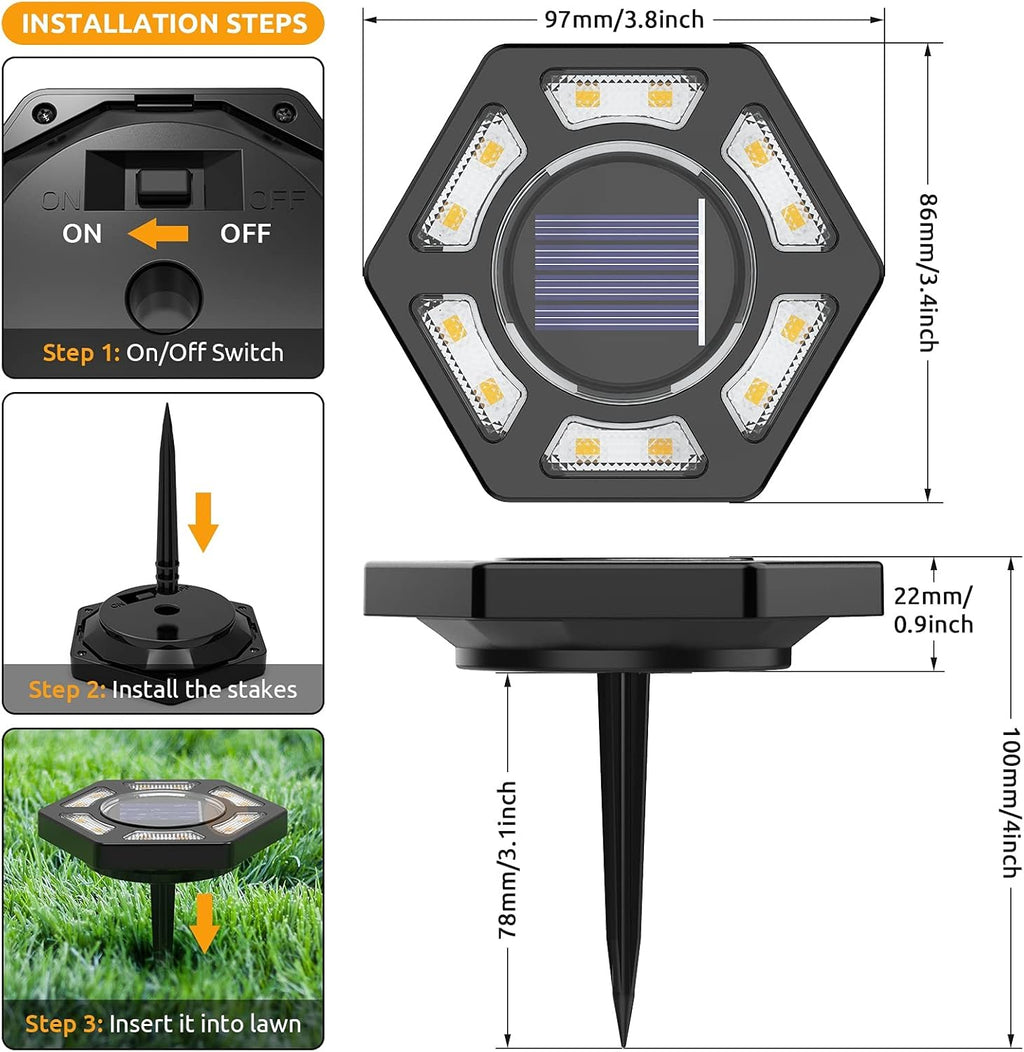 8 Pack Solar Disk Lights for Garden Pathway Warm White F984931