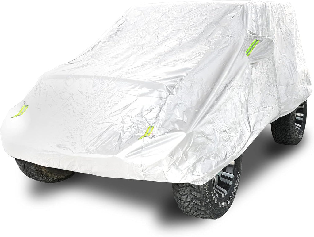 Silver 2-Door Full Car Cover with Driver Door Zipper D521