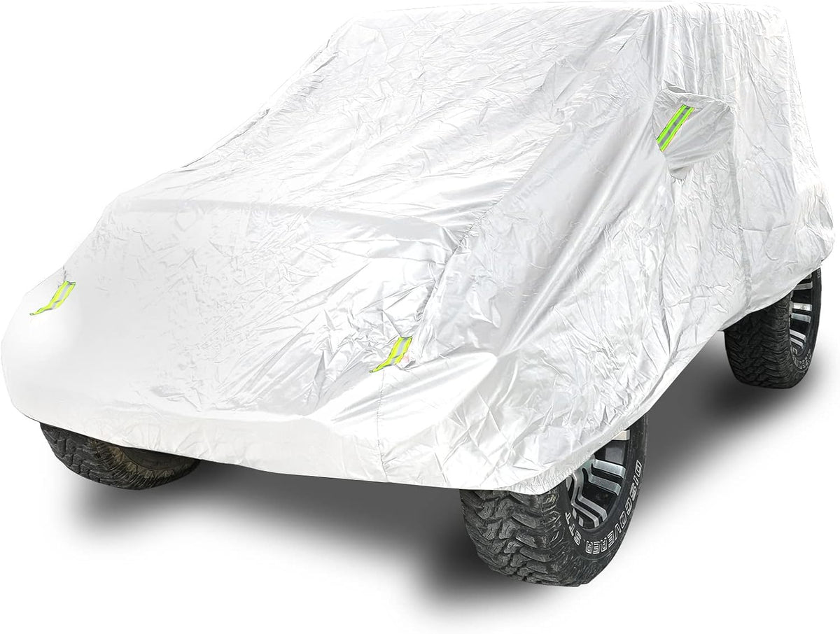 Silver 2-Door Full Car Cover with Driver Door Zipper D521