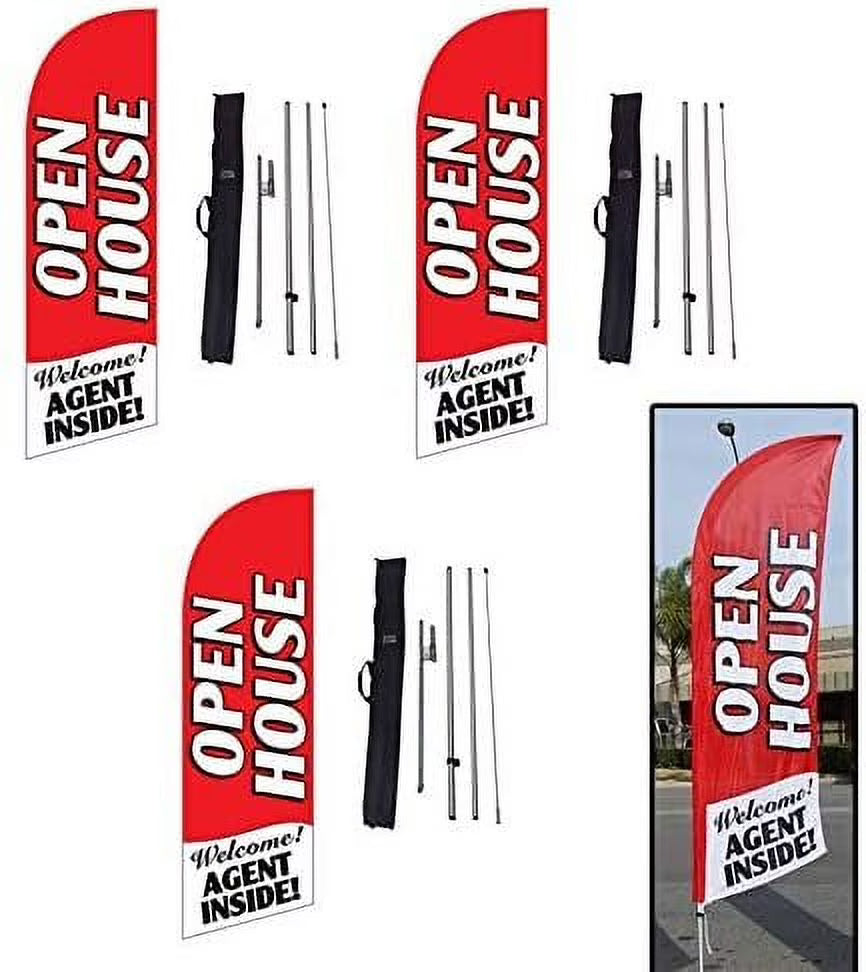 Red 8ft Feather Banner Flag Kit with Flag Poles M306